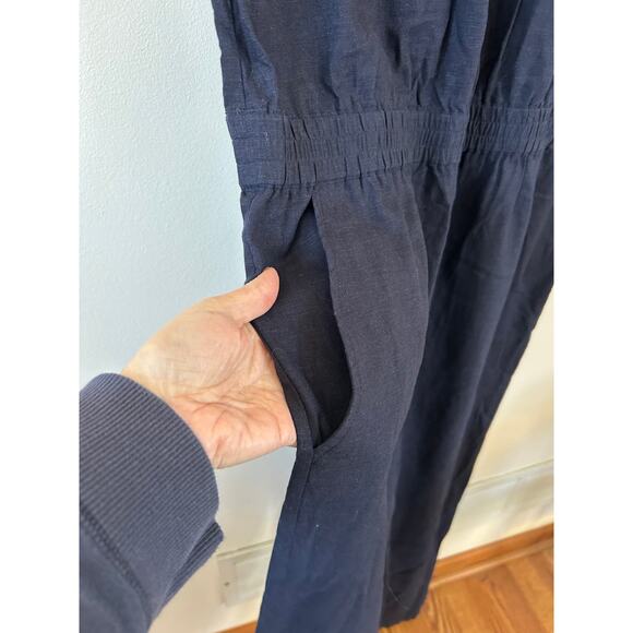 1901 womens navy jumpsuit size XL linen blend sleeveless - Picture 7 of 12